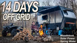 14 Days Living Off Grid in a DIY Travel Trailer - Woodstove, Solar Power, and Spring Water