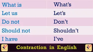 Contractions : 70+ Contractions in English | Contraction Words | Contracted forms of Verbs