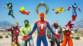 ALL SUPERHEROES FLYING CHALLENGE | Spiderman, Goku, Hulk EXTREME JUMPING CONTEST #317