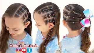 Penteado Infantil Lateral com Ligas ou Rabo de Cavalo | Side Hairstyle with Rubber Band or Ponytail