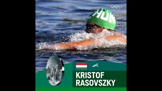 HUNGARY's Kristof Rasovszky wins silver in the men's 10km Marathon Swimming