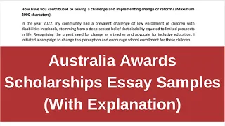 Australia Awards Scholarships Essay  (Samples with Explanations)