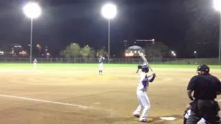 Karsen Rogers Bunt single against Bellevue High school