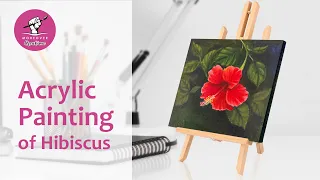 Acrylic painting of Hibiscus flower | Easy flower painting | Step by step acrylic painting