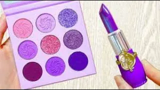 Purple Makeup Mixing Lipstick into Slime! Satisfying Video! Pink makeup slime #67
