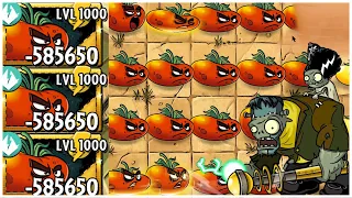 Ultomato Level 1000 and not SO LEVEL 1000 vs Halloween Zombies - Plants vs Zombies 2 Epic Hack