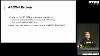 37C3 -  Full AACSess: Exposing and exploiting AACSv2 UHD DRM for your viewing pleasure