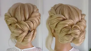 Easy low twisted messy hairstyle - wedding prom low bun hairstyles
