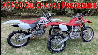 XR400 oil and filter change: quick and easy process that I've used for 20+ years on my 400s