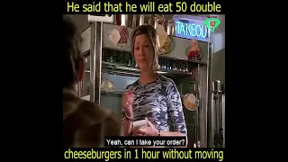 He said that he will eat 50 double cheeseburgers in 1 hour without moving