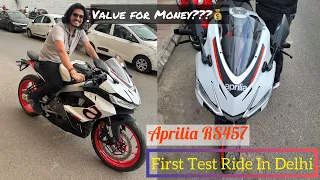 Aprilia rs457 first in Delhi || test ride and review || full information #apriliars457 #subscribe