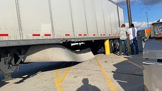 He Ran Over A Post And Tore His Trailer Up!  Trucking Life.
