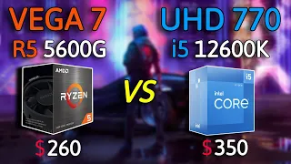 intel UHD 770 i5 12600K vs AMD VEGA 7 R5 5600G - Test in 8 Games