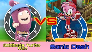 Pirate Newt vs All-Star Amy | Oddbods Turbo Run vs Sonic Dash | Gameplay | Games Walkthrough
