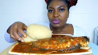 Asmr mukbang  fish pepper soup with cassava fufu/ Nigerian food mukbang