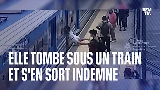 Une jeune femme tombe sous un train en marche et s'en sort indemne en Argentine