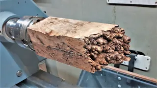 Woodturning - I thought it was risky using this burl !! (no mid roll ads)