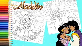 Coloring Disney Princess Jasmine Rajah & Aladdin On Magic Carpet Ride   Coloring Pages