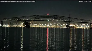 Francis Scott Key Bridge Collapse in Baltimore, MD (March 26, 2024) — Webcam Footage from the Port