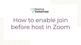 How to enable "join before host" in Zoom