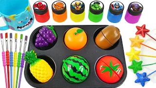 Satisfying Video | 6 Color Fruit Toys OF Strars Loollipop ON Stiks FROM Magic Cup Paint & Clay ASMR