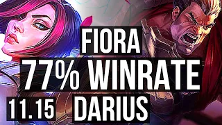 FIORA vs DARIUS (TOP) | 77% winrate, 7 solo kills, Godlike, 8/2/2 | EUW Master | v11.15