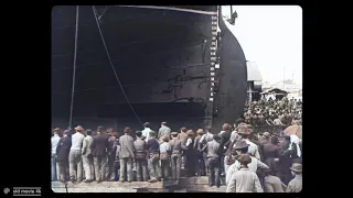 Launch of a ship (1896) by Louis Lumière.✅[Upscale 4к 50FPS]Colorized