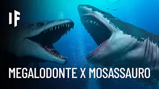 E se o megalodonte lutasse contra o mosassauro?
