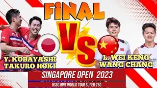 (FINAL)🇯🇵🔥YUGO KOBAYASHI-TAKURO HOKI 🆚️ 🇨🇳L. WEI KENG-WANG CHANG👍🤩👏🔥‼️#singaporeopen2023