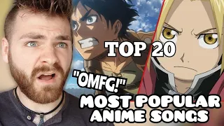 First Time REACTING to the Top 20 Most Popular Anime Songs of All Time | New Anime Fan! | REACTION