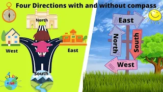 4 Cardinal Directions | North South East West learning trick | 4 Directions with and without compass