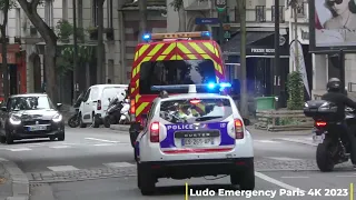 Convoi Police Ambulances en urgence Police cars and ambulances responding 4k