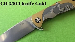CH 3504 Chinese titanium Framelock flipper knife update it's Gold and it's awesomeness
