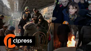 Visite express d'Anne Hidalgo sur le camp de réfugié de La Chapelle (9 décembre 2022, Paris) [4K]