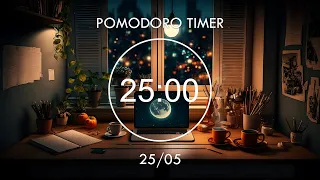 Study With Me ~ 25/5 Pomodoro Timer • Studying with Me At Cozy Room with Lofi Mix 🎵 Focus Station