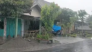 walk through the beautiful village in the middle Rain Eastern Indonesia