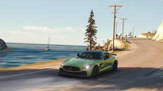 MERCEDES AMG GTR ON BEAUTIFUL CALIFORNIA COAST ROAD | CAR AND SOUND MOD |  ASSETTO CORSA