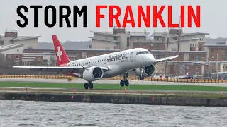 STORM FRANKLIN - CROSSWIND LANDINGS and GO-AROUNDS at London City Airport