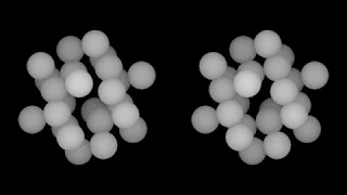 24-balls-3d-monochrome. Rotation in four-dimensional space. 4D. Fourth dimension. Hyperspace.