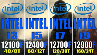 INTEL i3 12100F vs INTEL i5 12400F vs INTEL i7 12700F vs INTEL i9 12900F || PC GAMES TEST ||