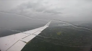 Lufthansa CityLine CRJ-900 spring takeoff in Krakow during a rainstorm I 4K60