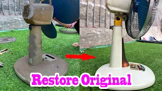Restore original old and rusty table fan 🛠Table fan repair 🛠  restore electric fan
