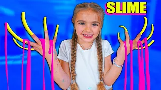 SLIME CON UÑAS MUY LARGAS GISELE Y CLAUDIA LAS RATITAS