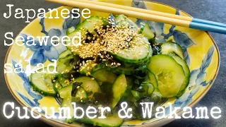 How to make Cucumber and Wakame Seaweed Salad by kurumicooks authentic easy tasty  Japanese cooking