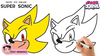 HOW TO DRAW SUPER SONIC | FNF MOD GAME CHARACTERS - EASY STEP BY STEP DRAWING TUTORIAL