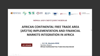 Webinar: African Continental Free Trade Area (AfCFTA) & Financial Markets Integration in West Africa