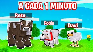 A CADA 1 MINUTO VIRAMOS UM ANIMAL NO MINECRAFT!! (Morph)