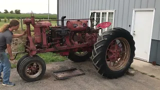 Farmall f20 1938 first start after engine rebuild.