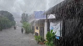Super heavy rain in village | walking in the heavy rain | falling asleep to the sound of heavy rain