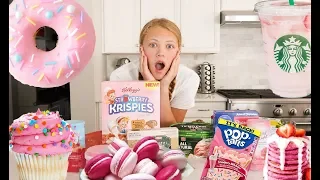 24 HOURS Eating ONLY PINK FOODS CHALLENGE!!